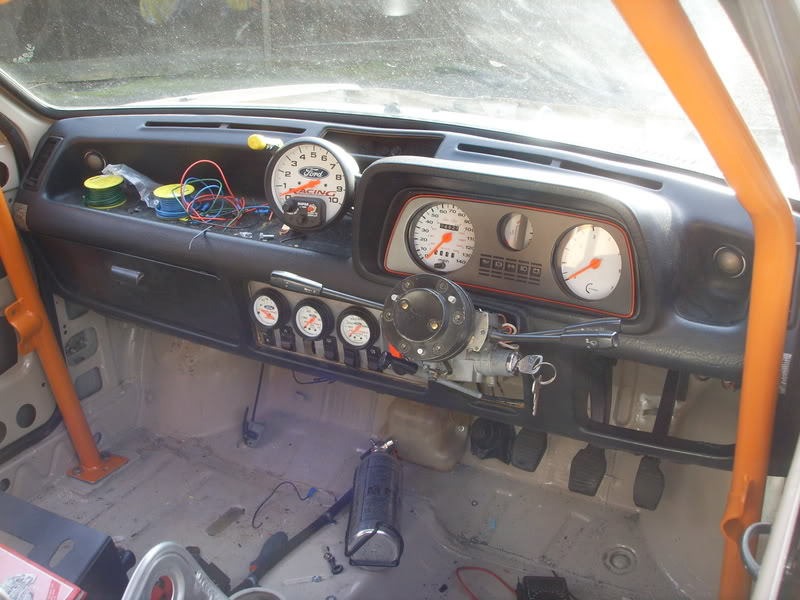 Mk1 Fiesta dashboard with Ford racing gauges