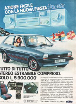 Italian advert for the Mk1 Ford Fiesta Quartz