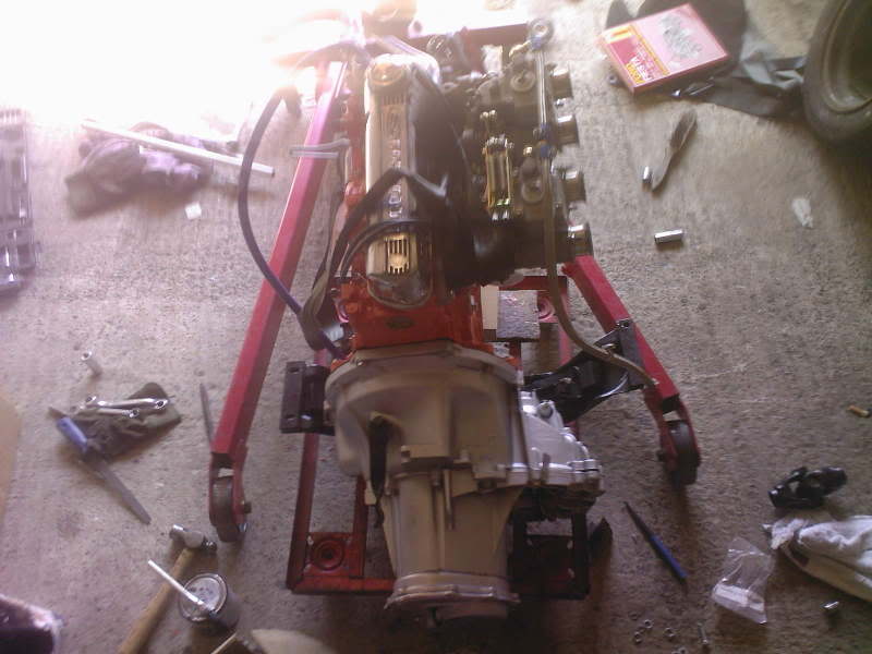 Crossflow engine with BC gearbox
